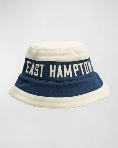 Rhude Men's East Hampton Embroidered Bucket Hat In Mid-night Blue/cream