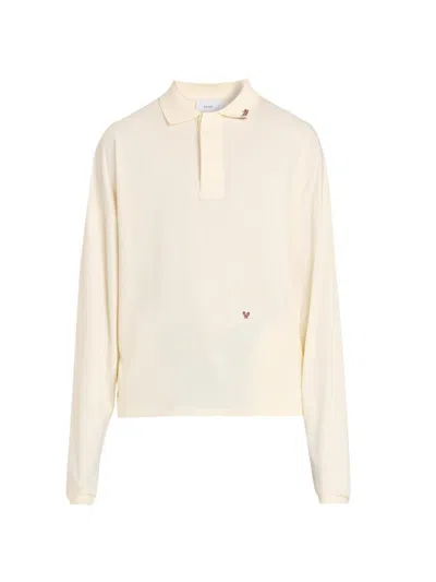 Rhude Men's Fontaine Oversized Long-sleeve Polo Shirt In Neutral