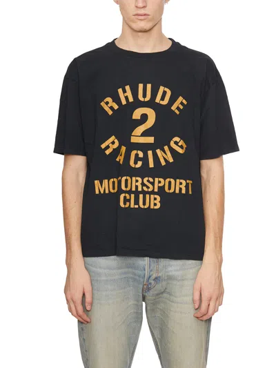 Rhude Men's Fw23 Black T-shirt With Desert-inspired Motifs