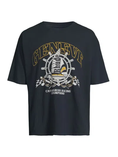 Rhude Men's Geneve Catamaran Logo Cotton T-shirt In Vintage Black