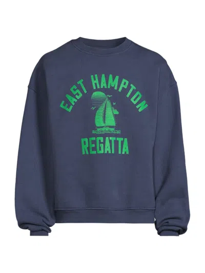 Rhude Men's Hampton Regatta Cotton Crewneck Sweater In Navy