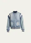 Rhude Blue Lightning Bomber Jacket In Dark Indigo