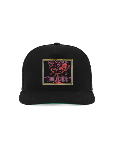 Rhude Men's Live Logo Trucker Hat In Pink