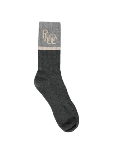 Rhude Men's Logo Heather Sport Sock In Heather Grey