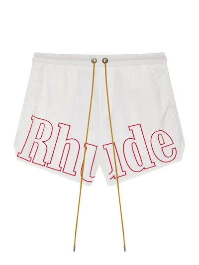 Rhude Men's Logo Track Shorts In White