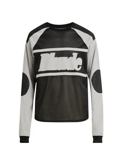 Rhude Men's Mesh Moto Long-sleeve Shirt In Black