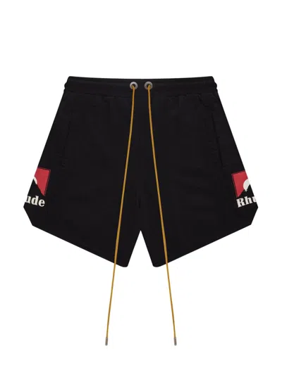 Rhude Moonlight Logo Mini Shorts For Men In Black