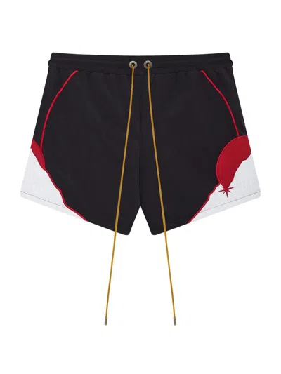 Rhude Men's Moonlight Pista Colorblocked Drawstring Shorts In Black