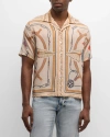 Rhude Man Shirt Beige Size L Silk In Animal Print