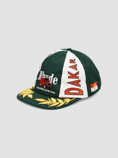 Rhude Men's Paris-dakar International Race Team Hat In Green White Orange
