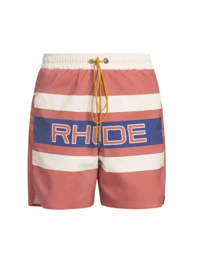 Rhude Red & Off-white Pavil Racing Shorts In Orange,ivory