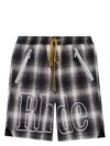 RHUDE MEN'S PLAID LOGO SHORT