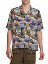 Rhude Graphic Print T-shirt With Patch Pocket In Blue Multi