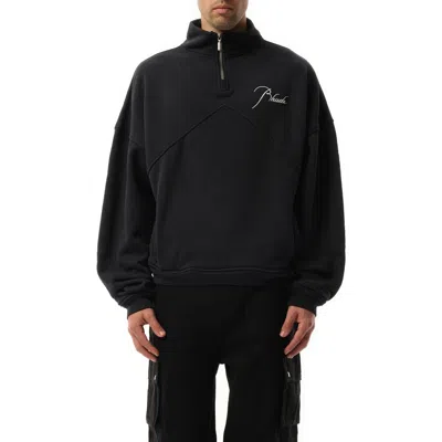 Rhude Men's Quarter Zip Sweatshirt In Vintage Black