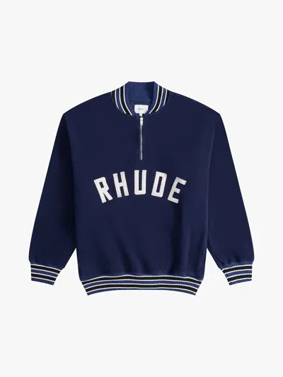 Rhude Logo-patch Zipped Sweatshirt In Blue