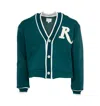 Rhude Men's R-patch Terry Cardigan In Green