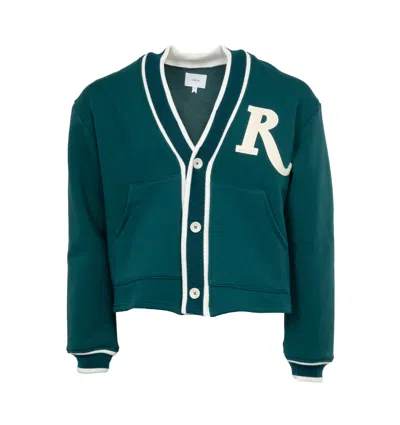 Rhude Men's R-patch Terry Cardigan In Green