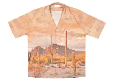 Pre-owned Rhude Men's  Cactus Button Up Bowling Shirt In Pink