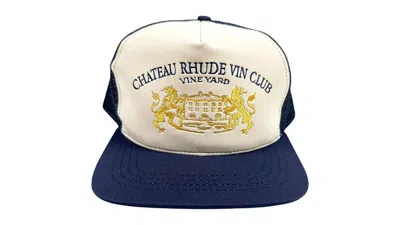 Pre-owned Rhude Men's  Cellier Trucker Hat In Navy Blue/cream