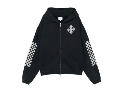 Pre-owned Rhude Men's  Cross Logo Zipup Hoodie In Black