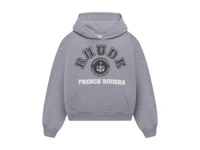 Pre-owned Rhude Men's  French Riviera Patch Hoodie In Heather Grey