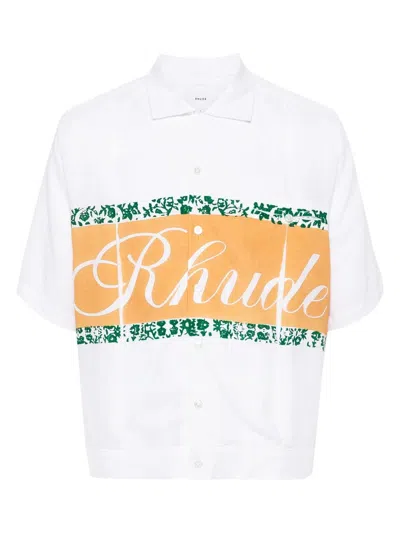 RHUDE MEN'S RHUDE LOGO-PRINT SHIRT