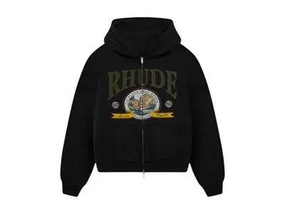 Pre-owned Rhude Men's  Monaco Regatta Full Zip Hoodie In Vintage Black