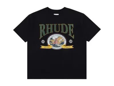 Pre-owned Rhude Men's  Monaco Regatta T-shirt In Vintage Black