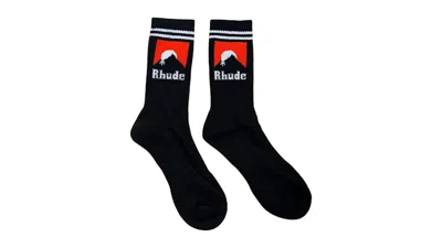 Pre-owned Rhude Men's  Moonlight Sock In Black/orange