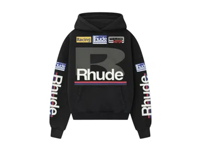 Pre-owned Rhude Men's  Petrol Patch Hoodie In Vintage Black