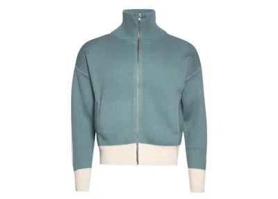 Pre-owned Rhude Men's  Rb Knit Track Jacket In Ivory/sage In Multi