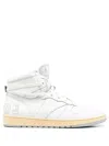 Rhude Rhecess Distressed Leather High-top Sneakers In White