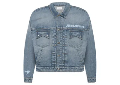 Pre-owned Rhude Men's  X Mclaren Denim Embroidered Jacket In Blue