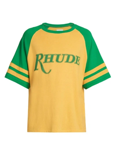 Rhude Yellow & Green San Paulo T-shirt In Yellow Green