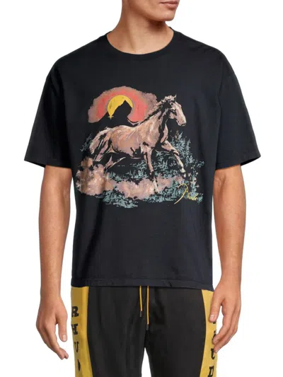 Rhude Men's Santo Graphic Cotton T-shirt In Black