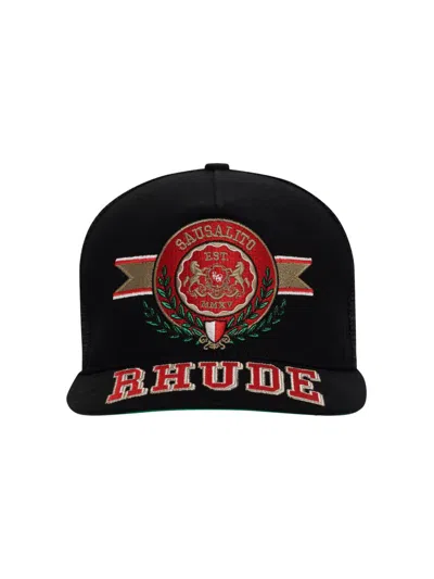Rhude Men's Sausalito Crest Trucker Hat In Black