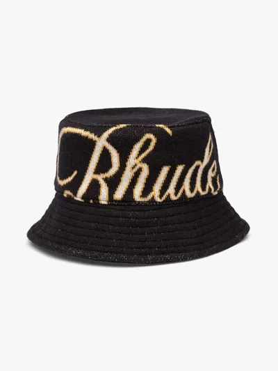 Rhude Male's Black Script Bucket Hat