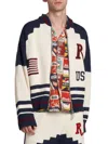 Rhude St. Croix Varsity Jacket In Cream Navy Red