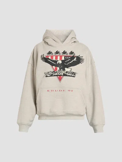 Rhude Men's Stage Racing Logo Cotton-blend Hoodie In Neutral