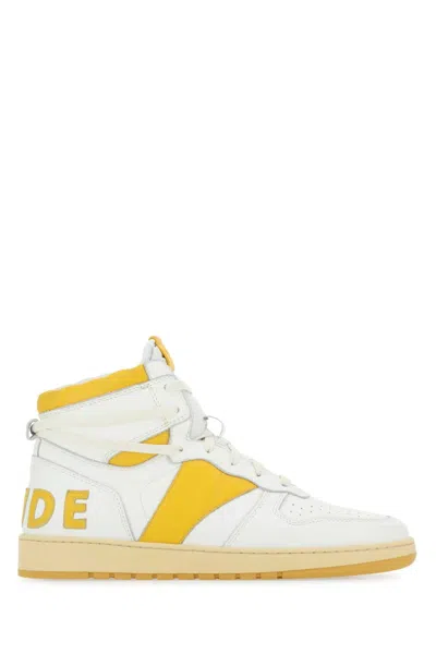 Rhude Men Two-tone Leather Rhecess Sneakers In Yellow