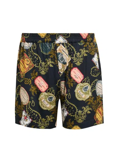 Rhude Men's Vin Bandana Print Pj Shorts In Black Multi