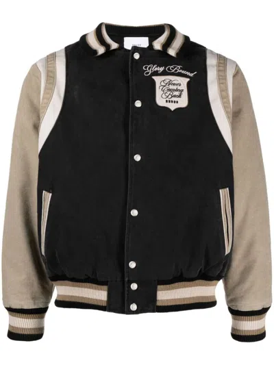 RHUDE MEN'S WASHED CANVAS VARSITY JACKET