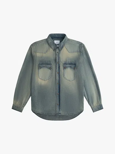 Rhude Men's Western Denim Shirt In Blue