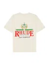RHUDE MEN'S WHITE CREST TEE FOR SS24 COLLECTION