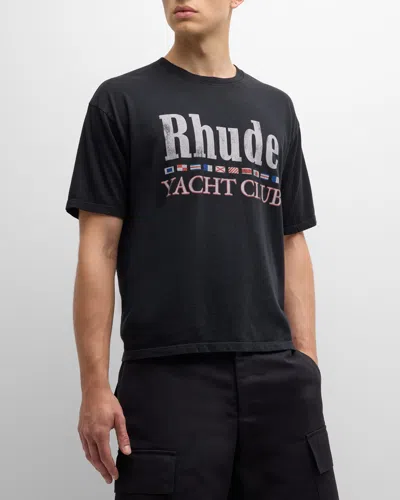 Rhude Flag Logo-print Cotton-jersey T-shirt In Black