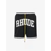 Rhude Mens Black/white Collegiate Backetball Woven Shorts In Black/white