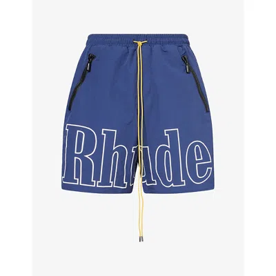 Rhude Mens Logo Ripstop-nylon Shorts Navy