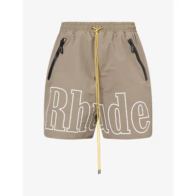 Rhude Mens Logo Ripstop-nylon Shorts Taupe