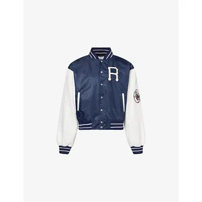Rhude Mens Navy Batting Cage Contrast-sleeves Shell Jacket In Blue
