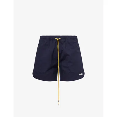 Rhude Classic Logo-embroidered Cotton Shorts In Blue
